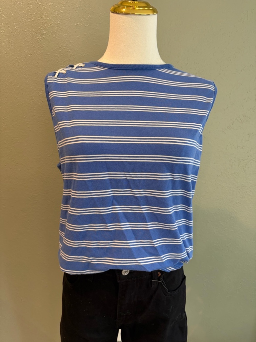 croft & barrow Blue and White Striped Top - Picture 4 of 4